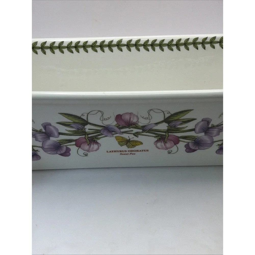 Portmeirion Botanic Garden Meatloaf/Bread Dish Sweet Pea W Handles Oven To Table